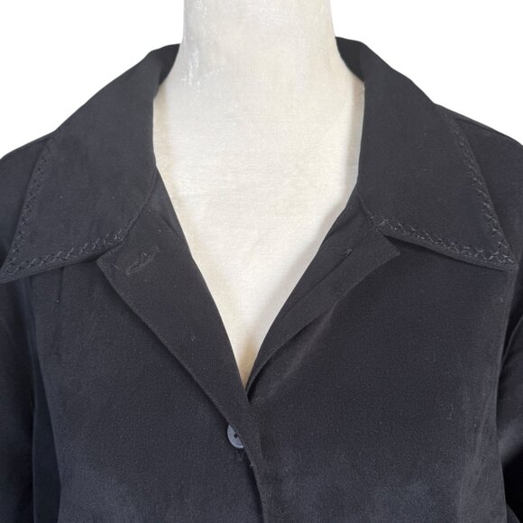 C.J. Banks black button down collared long sleeve jacket top women's size 16W - Picture 5 of 8